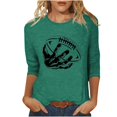 thumbnail image 3 of QATAINLAV T-Shirts Graphiques de Rugby pour Femmes Jour de Match 2025 Été Manches 3/4 Hauts Coupe Ample Décontractés Col Rond Blouses Tenues de Vacances Vente Hebdomadaire Vert m, 3 of 5