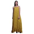 thumbnail image 1 of Bimba Robe de Nuit Longue à Bretelles Spaghetti Imprimée de Feuilles de Verge d'Or et de Bleuets pour Femmes, Robe Maxi de Sommeil, Petite, 1 of 5