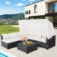thumbnail image 3 of Costway 6-Piece Outdoor Patio Furniture Set Retractable Canopy Conversation Set, 3 of 10