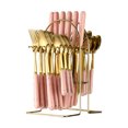 thumbnail image 1 of Pompotops Gold Silverware Cutlery Gift Set With Box, 24-Piece Stainless Steel Gold Flatware Set, Christmas Kitchen Utensils Knife Fork Spoon Dinnerware Tableware Kit Clearance, 1 of 1
