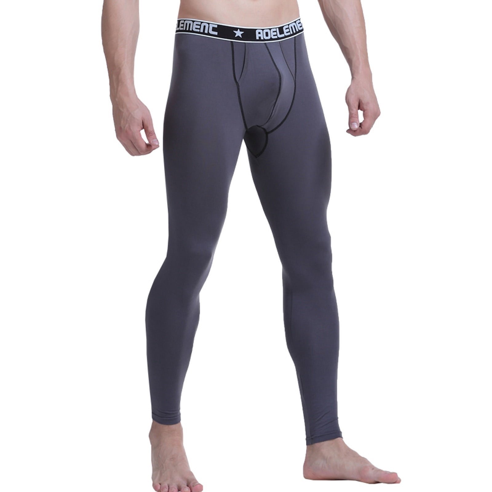 CEHVOM Men Solid Casual Tight Base High Waist Breathable Keep Warm Ankle-Length Pants
