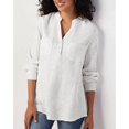 thumbnail image 1 of Chemises à Col en V Unies pour Femmes avec Poche en Coton et Lin, Blouses Amples, Hauts, 1 of 2