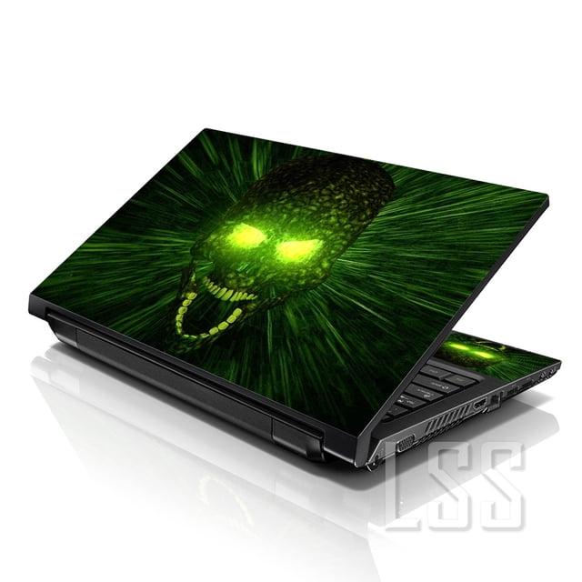 LSS Laptop Skin Sticker Green Zombie Skull Fits 17" to 19" Laptops