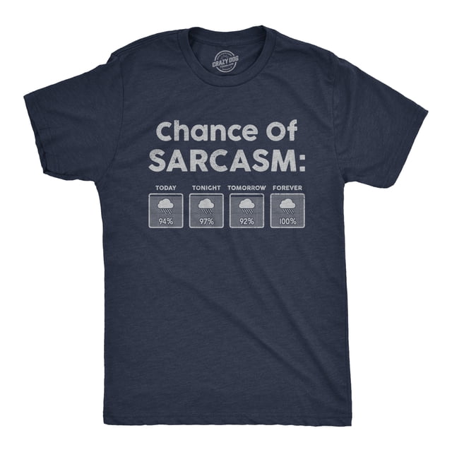 Mens Chance Of Sarcasm T Shirt Funny Weather Report Funny Humor Novelty Tee (Heather Navy) - S