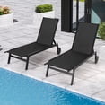 thumbnail image 1 of Yoleny Chaise Longue de Patio avec Roues, Ensemble de 2 Chaises Longues d'Extérieur avec Dossier Réglable, Chaises Longues de Piscine en Textilène Imperméable pour Patio, Bord de Piscine, Terrasse, Noir, 1 of 7