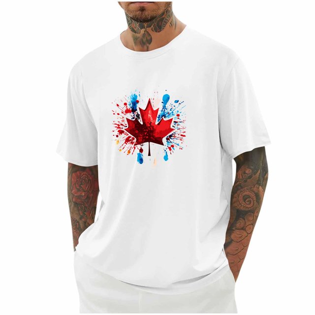 Pisexur T-shirts pour Hommes, Imprimé Col Rond Mode Décontractée Manches Courtes Blouses Col Rond Chemises Blanches, 5TG Chemises de Golf Hommes & Chemises Hommes