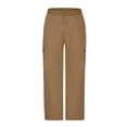 thumbnail image 3 of Children's Solid Color Stretch-Belt Work Pants with Pockets, Medium Size Casual Baggy Pants, Adult Version, 3 of 6