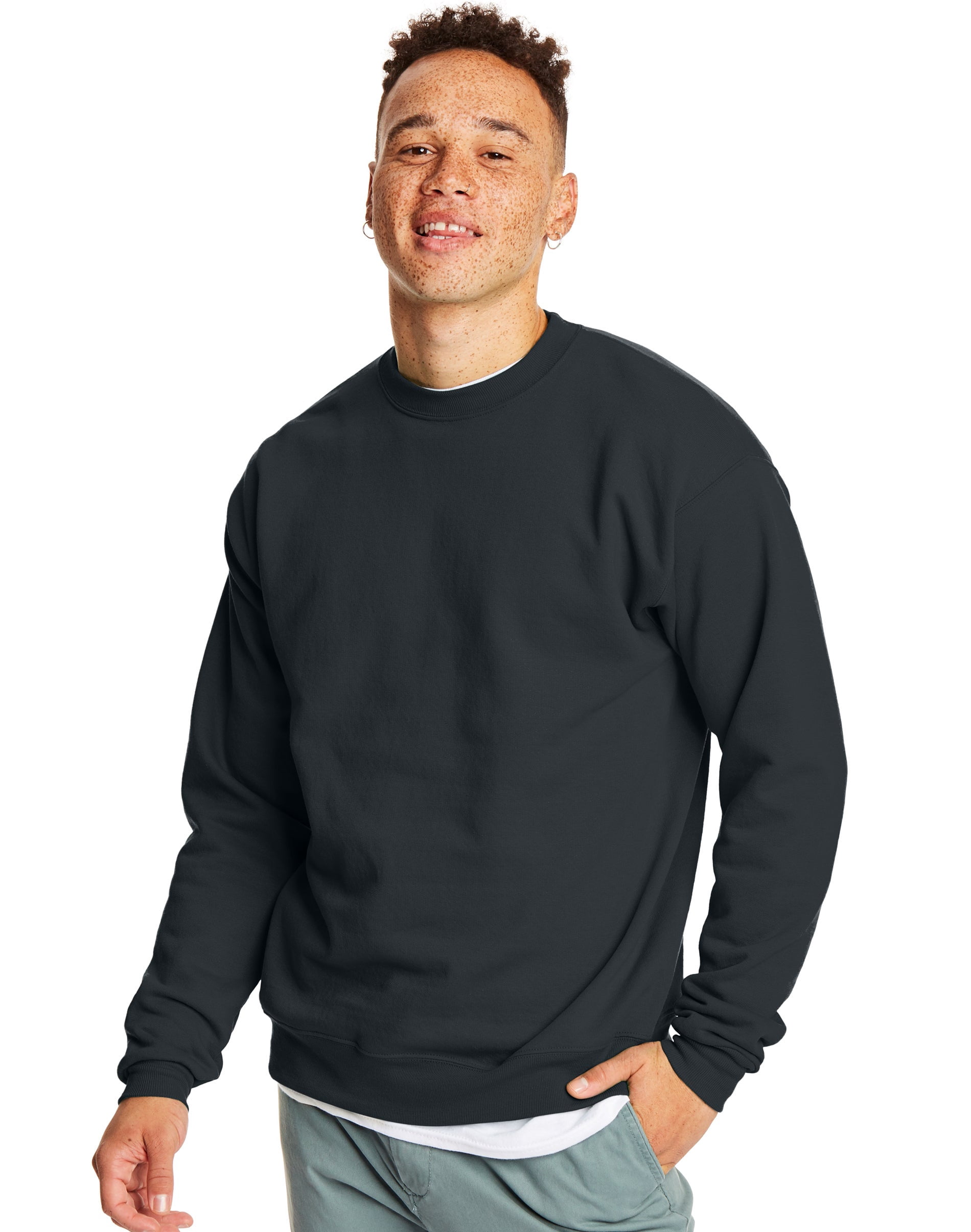Hanes Mens EcoSmart Fleece Sweatshirt 2-Pack, XL, Black