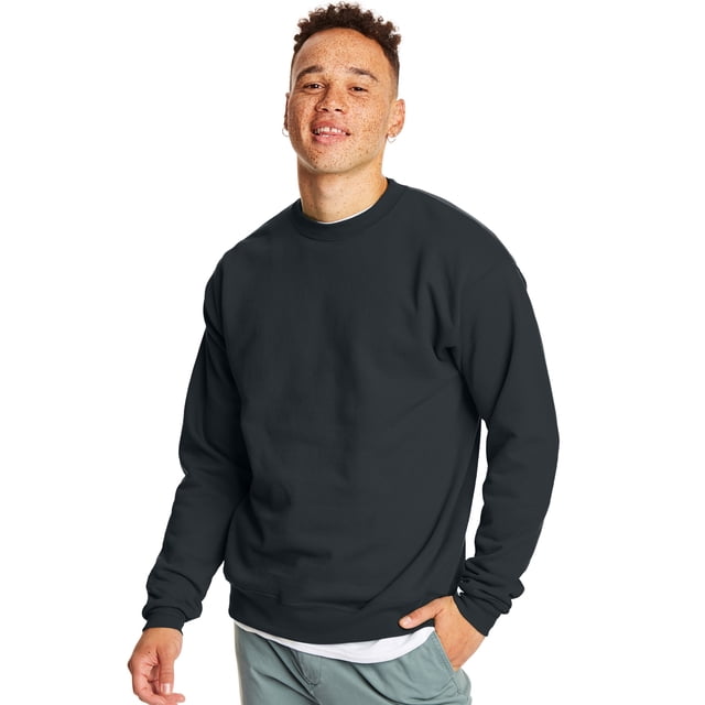 Hanes Mens EcoSmart Fleece Crewneck Sweatshirt, 3XL, Black