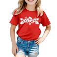 thumbnail image 1 of FhsagQ le 7 Juillet Garçon et Fille Mode Décontractée Imprimé Col Rond Ample Manche Courte T-Shirt Haut Tout-Petit Filles Printemps le 7 Juillet T-Shirts 6T Printemps Rouge 12-13 Ans, 1 of 3