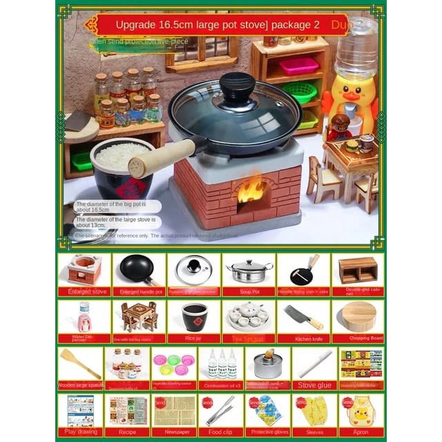 Mini Petits Jouets de Cuisine Cuisine Réelle Ensemble Complet Batterie de Cuisine Cuisine Version Réelle