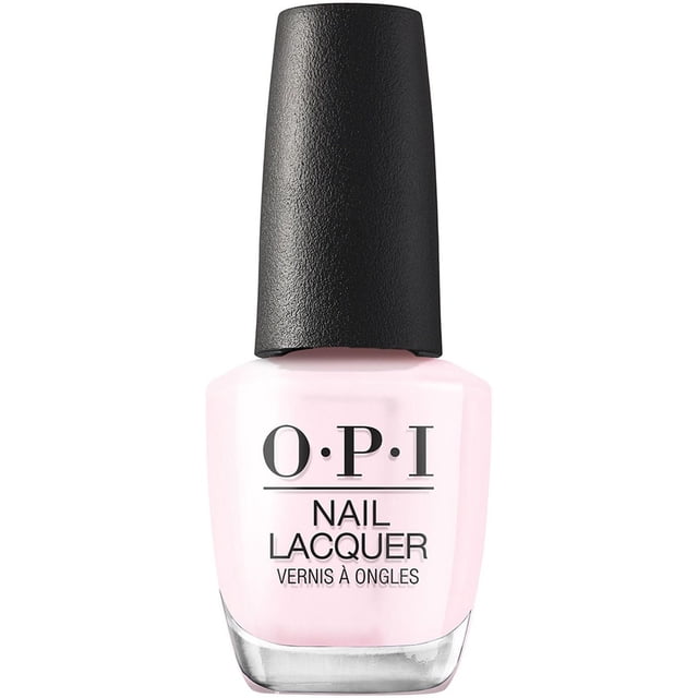 OPI Bouteille de Vernis à Ongles Rose Pâle avec Capuchon Texturé Noir et base en Verre Transparent, Conçue pour une Couleur d'Ongles Lisse et Brillante avec Résistance aux Éclats et application au Pinceau pro-wide pour le Soin des Ongles.