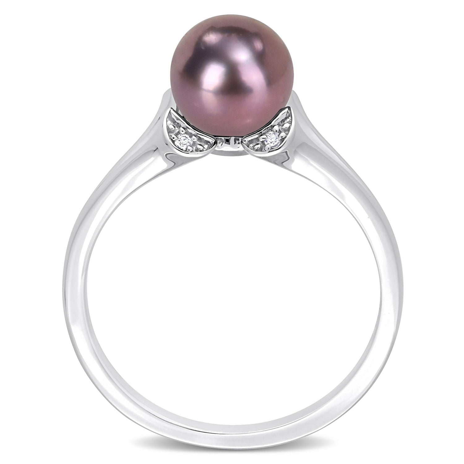 Bague Miabella en argent sterling avec perle de culture d'eau douce noire et topaze blanche