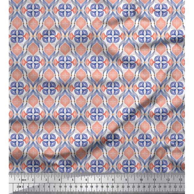 Soimoi Velvet Fabric Ogee Damask Printed Craft Fabric by the Yard 58 Inch Wide