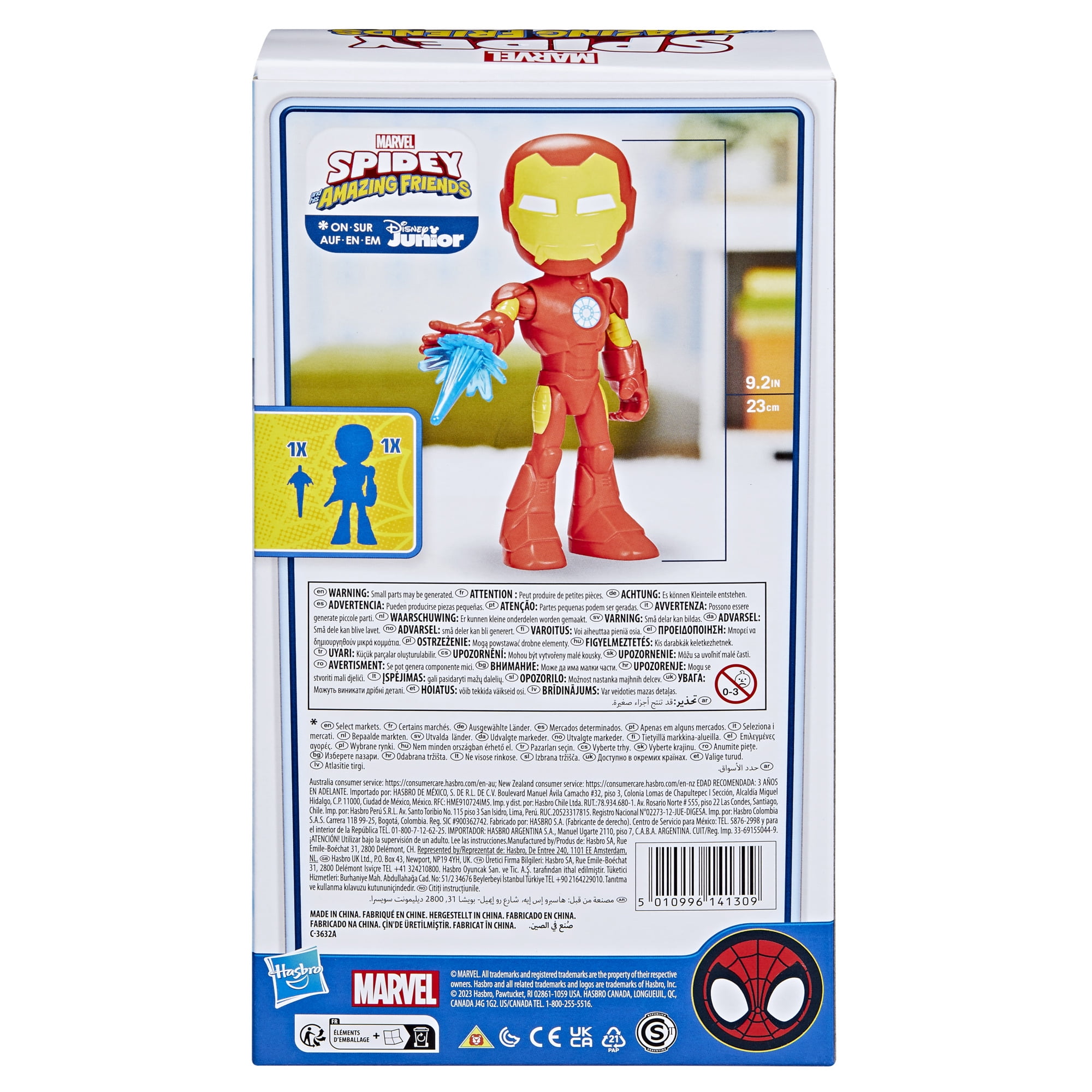 Marvel Spidey and His Amazing Friends Supersized Iron Man Action Figure, Preschool Superhero Toy for Kids Ages 3 and Up