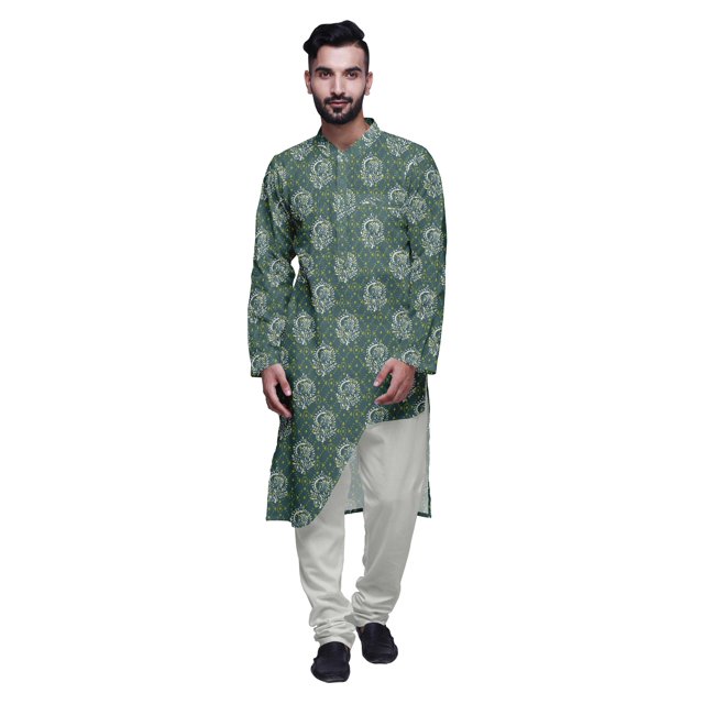 Atasi Ensemble de Pyjama Kurta Asymétrique Imprimé Long pour Hommes Vêtements de Fête