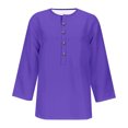 thumbnail image 4 of FAIWAD Womens 3/4 Sleeve Tops Casual Loose V Neck Button Down Tunic Tops Spring Summer Basic Blouse, 4 of 4
