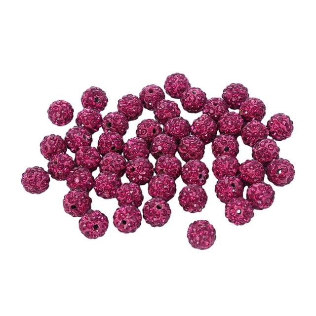 BUYISI Perles Rondes Scintillantes en Strass, Perles Boule Disco Pavé en Argile Polymère 10 mm Violet Rouge