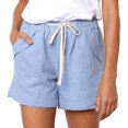 thumbnail image 2 of Womens Plus Size Drawstring Casual Elastic Waist Pocket Loose Solid Shorts Pants, 2 of 8