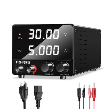 NICE-POWER DC Power Supply Variable 30V 5A Adjustable Switching Regulated Power Supply with Encoder Upgraded 4-Digits LED Display Mini Regulated DC Bench Power Supply New