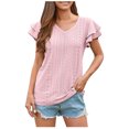 thumbnail image 1 of Birdeem Mode Femmes Été Col en V Uni Manches Courtes Aguichant Haut Blouse, 1 of 6