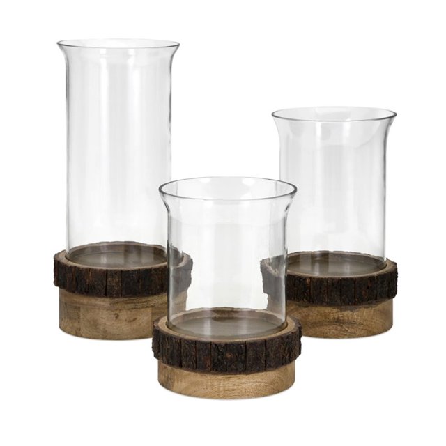 IMAX Corporation Damari 3 Piece Pillar Candle Holder Set in Brown