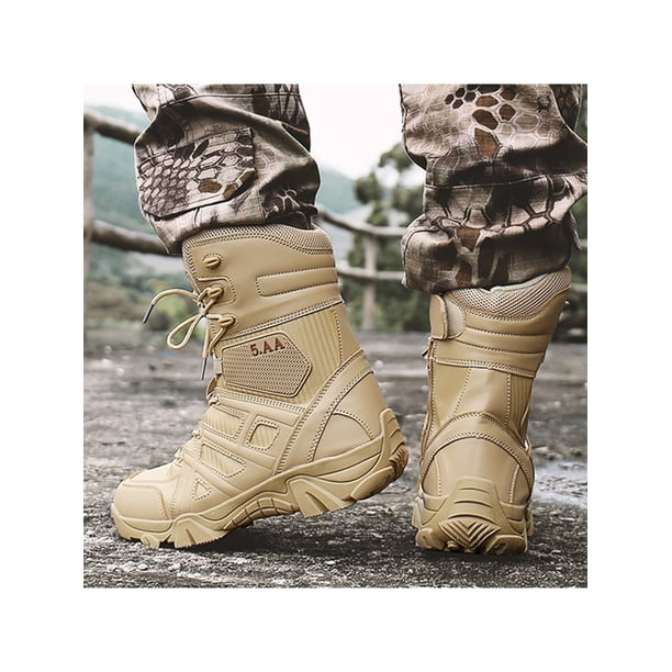 LUXUR Men Combat Boot Round Toe Tactical Boots High Top Work  display picture 2