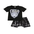 thumbnail image 1 of Summer Little Boys Outfits Set Leopard Printing  Collar Short Sleeve Tops Shorts, 1 of 6