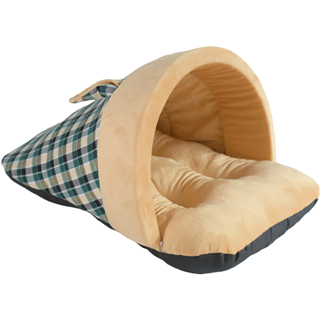 Pet Bed Creative Slipper Design Grids Soft Plush Cat Cushion Dog Winter Bed