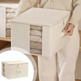 thumbnail image 1 of Cotton And Linen Storage Box Clothing Fabric Transparent Windowed Washable Folding Storage Box Bottom Plastic Panel, 1 of 9