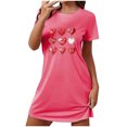 thumbnail image 1 of Robe de Pyjama Chemise de Nuit pour Femme Robe de Nuit Manches Courtes Chemise de Sommeil Imprimée Vêtement de Nuit Chemises de Nuit Douces Imprimé de la Saint-Valentin Chemises de Nuit Robe de Sommeil Douce T-Shirt Classique Nuisette TTG, 1 of 3