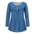 thumbnail image 4 of Yuyuzo Womens Fall Shirts Long Sleeve Casual Scoop Neck Buttons Ruffled Tunic Tops Flowy Blouses, 4 of 6