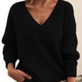 thumbnail image 2 of Timegard Hauts pour Femmes Col en V Profond Manches Longues Ample Confortable Chandail à Enfiler Automne Hiver Décontracté Hauts Chandail, 2 of 3
