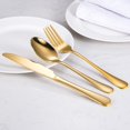 thumbnail image 3 of 60-Pcs Gold Silverware Set - Stainless Steel Flatware Cutlery Set Service for 20, Mirror Polished Gold Flatware Set Include Forks Spoons Knives for Home,, 3 of 7
