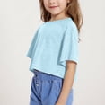 thumbnail image 2 of DecSea Girls Summer Crop Tops Kids Fashion Oversized Crew Neck Cropped Short Sleeve T Shirts Basic Tees, 2 of 8