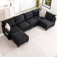 thumbnail image 1 of Canapé Sectionnel Modulaire de 124 Pouces, Canapé Sectionnel en U 6 Places avec Ottomane de Rangement et Ports USB, Noir, 1 of 9