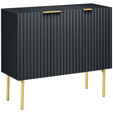 HOMCOM Armoire d'Appoint avec Pied Doré pour Salon Salle à Manger Couloir Noir