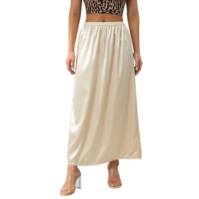 Fortune Jupon pour Femmes, Couleur Unie, Rallonge, Bordure en Dentelle, Long Jupon pour Porter sous les Robes