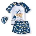 thumbnail image 1 of MIASHUI Boys Two Piece Rash Guard Swimsuits Kids Short Sleeve Swimwear Sets,White,4-5 Years, 1 of 6