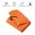 thumbnail image 3 of Unique Bargains 24'x16' Golf Towels Tri Fold Waffle Pattern Towels Soft Fiber with D Clip Orange 3 Pack, 3 of 6