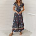 thumbnail image 1 of Fshaion Robe d'Été pour Femmes 2024 Grande Taille Robe à Col en V Plage Bohème Imprimé Floral Robe de Vacances Liquidation à Moins de 10!, 1 of 6