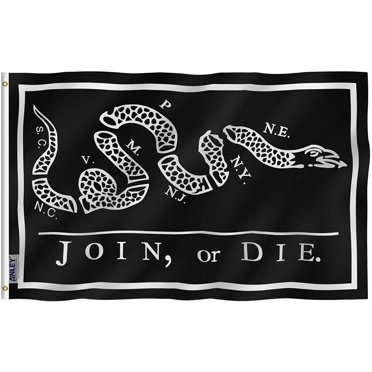 ANLEY Fly Breeze 3x5 Foot Black Join Or Die Flag - Rattlesnake Flags Polyester