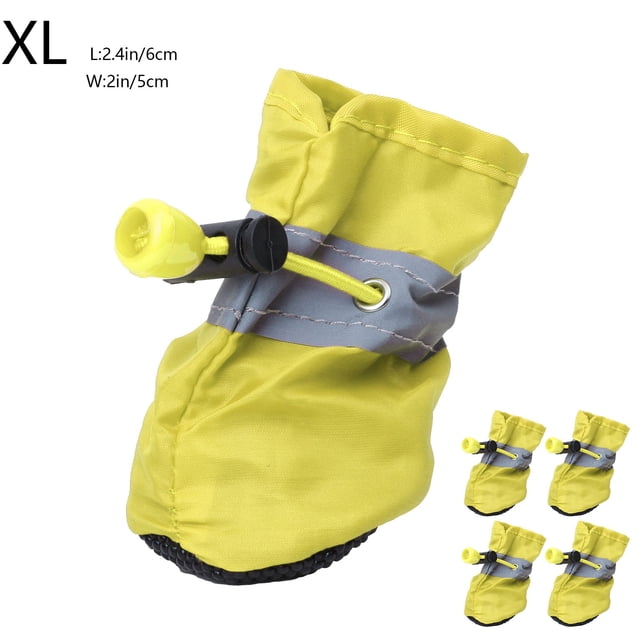 Aursykel Waterproof Dog Shoes for Small Dogs with Reflective Straps Non Slip Paw Protectors Relaxedable Dog Booties for Puppies Adjustable Drawstring Easy On Off Set of 4