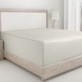 thumbnail image 1 of California Design Den Double Size Fitted Sheet Only, Softest 400 Thread Count 100% Cotton Sateen, Deep Pocket, All-Around Elastic, Side Indicators - Ivory, 1 of 7