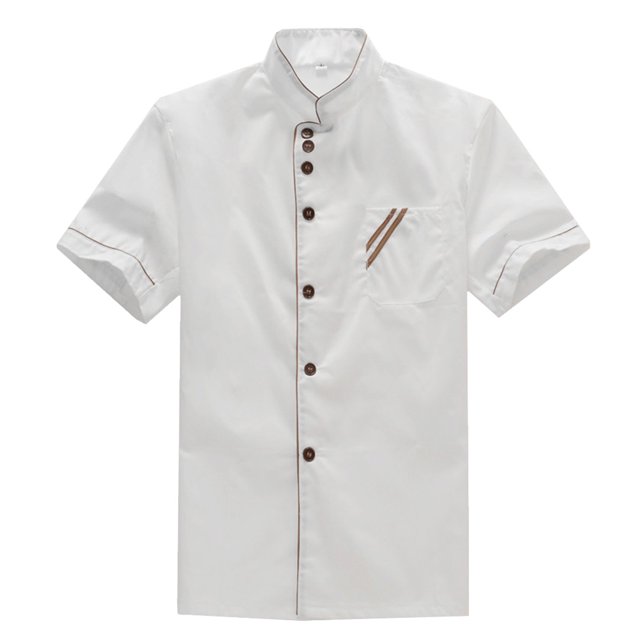Unisex Short Sleeve Chef Uniform Basical Chef Catering Shirt for Bakery Food Service Restaurant Size L (White)