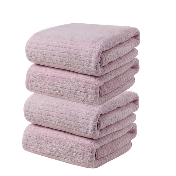 Rvkxad 4 PCS Velvet Bath Towels, Extra Large Quick Drying Striped Towel Set, Home Travel Swimming Towel, Adult Bath Sheet Collection