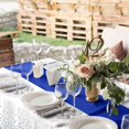 thumbnail image 4 of 1 Pack Plastic Table Cloth Cover + 1 Pack Satin Table Runner for Parties  Disposable Tablecloth for Rectangle Tables  Birthday Wedding Graduation Mather Valentine‘s Day Christmas Party Su, 4 of 8