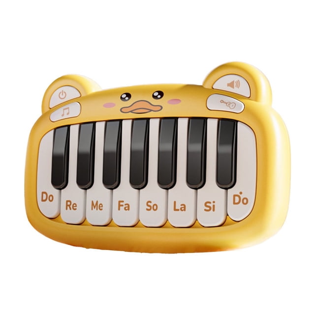 SIYTUAU Portable 15 Keys Electronic Keyboard Piano Mini Music Toy With Stand Educational Musical Instrument Yellow Plastic Kids Piano For Beginners Yellow