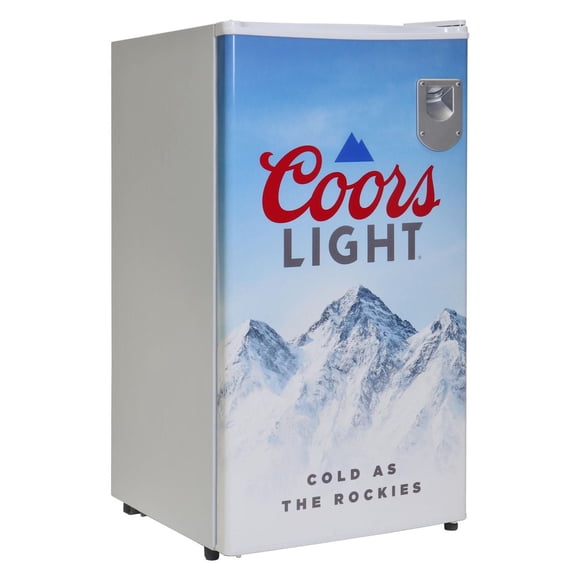 Coors Light Réfrigérateur compact de 3,2 pi³ avec ouvre-bouteille intégré, mini refroidisseur de boissons, blanc