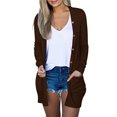 thumbnail image 1 of AherBiu Womens Cardigan Tops Long Sleeve Open Front Mid-Long Outwear with Pockets Spring Clothes, 1 of 6